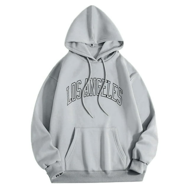 EIMELI Womens Printed Round Neck Hooded Casual Long Sleeve Sweatshirt