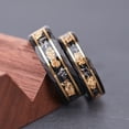 thumbnail image 4 of Tungsten Couple Rings Hammered Black Ring Setting with Natural Stone and Gold Foil, 4 of 5
