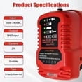 thumbnail image 3 of 100-240V Li-ion Battery Mini Compact Charger Compatible for Craftsman 20V Li-ion Battery CMCB206 CMCB205 CMCB204 CMCB202 CMCB201, 3 of 6