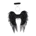 thumbnail image 4 of Alas de ángel y halo para Navidad, accesorio multiusos, organza realista. Negro, 4 of 9