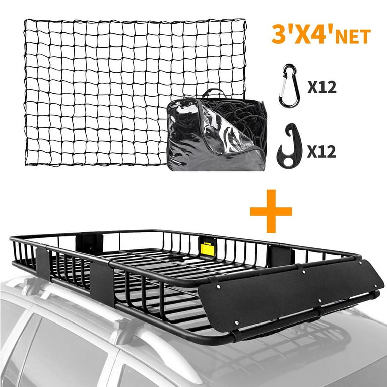 Rooftop Cargo Carrier Roof Rack Luggage Basket Holder 64 x 39 x 6 3 x 4 Bungee Cargo Net Walmart
