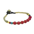 thumbnail image 2 of Tribal Inspired Round Reconstructed Red Coral & Brass Beads Toggle Bracelet, 2 of 3