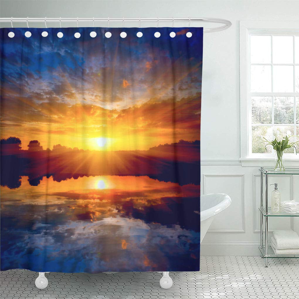 Details about   Romantic Sunset Sea Shower Curtain Liner Waterproof Bathroom Fabric 12 Hook Mats 