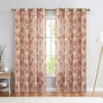 thumbnail image 2 of JINCHAN Linen Floral Printed Curtains Grommet Top Scroll Medallion Design Drapes Retro Window Curtain 2 Panels for Living Room Red on Beige W50 x L96, 2 of 7