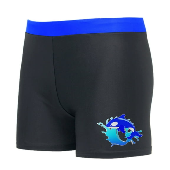 MEZZALL Cute Cartoon Breathable Boys Swim Trunks Swimwear For Kids Comfortable Square Leg Swimming Shorts For Boys Ages 4 12, Blue, 13-