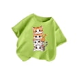 thumbnail image 3 of HNMKIU T-Shirt Décontracté à Imprimé Graphique pour Filles, Col Rond, Manches Courtes, Haut d'Été pour Enfants, Vert Clair, 8-9 Ans, 3 of 5