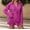 Hot Pink, variant on Women's 2 Piece Shorts Sets Pleated Button Down Long Sleeve Solid Color Shirt Outfits Summer Hawaiian Beach Vacation Loose Suits
