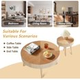 thumbnail image 3 of AVZEAR Nesting Round Coffee Table Set of 2, Farmhouse Modern Coffee Table, Natural Wood Nesting Tables Boho Side Table End Table Set for Living Room Bedroom, Cafe, Office, Wood Color, 3 of 16