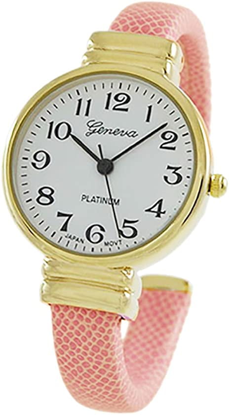 Excellentwatches Women's Stylish Faux Snake Skin Patterned Cuff Watch