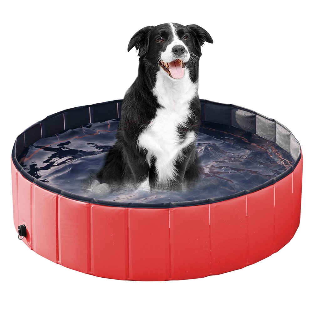 Outdoor Foldable Pet Dog Swimming Pool, Red, 47.2"