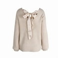 thumbnail image 6 of WTOBBY Women's Casual Loose Bow V-Neck Solid Color Sweater, Fashionable Pullover for Daily Wear, Comfortable and Chic with Decorative Bow Detail,Complexion XL, 6 of 7