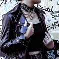 thumbnail image 2 of Collar con remaches redondos (negro), collar gótico con anilla en O de cuero sintético, estilo punk vintage, ajustable, 2 of 5