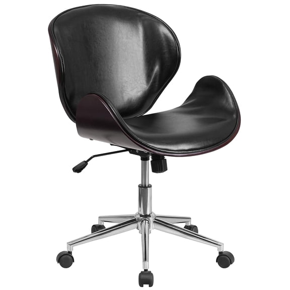 UrbanPro Leather Swivel Office Chair in Black and Mahogany
