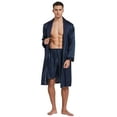 thumbnail image 1 of Tony & Candice Men's Satin Robe with Shorts Set Kimono Bathrobe (XX-Large, Navy Blue with Polka Dots), 1 of 3