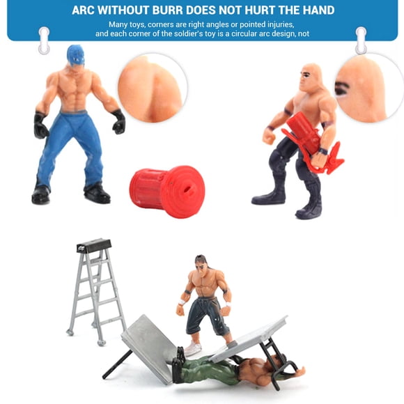 Juego de lucha libre en miniatura de 32 piezas con minifiguras de acción y accesorios, juguete para niños con luchadores realistas, regalo para fanáticos