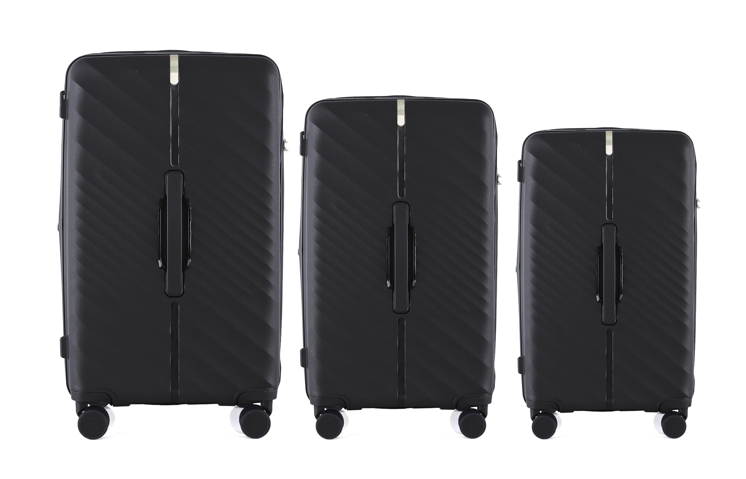 IZOD Gail Polycarbonate Luggage Set - 360-Degree Dual Spinning Wheels - Water-Resistant Nylon Zippers - Mounted Combination Lock - Combo Lock 28", 24", 20" - 3 Piece Luggage Set (Black)