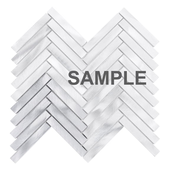 Sample - Aluminum Metallic Metal Herringbone Mosaic Tile Kitchen Fireplace Backsplash