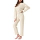 thumbnail image 4 of INSPIRAR CHIC Pijamas de Algodón Waffle para Mujeres de Manga Larga con Pantalones Conjuntos de Lounge a Juego con Bolsillos S Albaricoque, 4 of 6