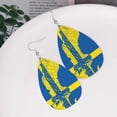 thumbnail image 5 of Sweden Map Flag Leather Teardrop Earring Lightweight Drop Earrings For Women, 5 of 6