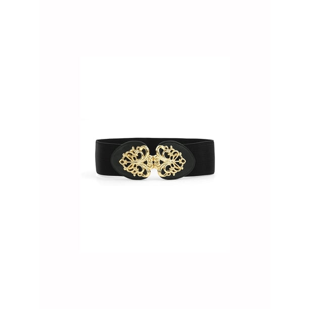 Cinturón de novedad con hebilla entrelazada para mujer INSPIRE CHIC negro