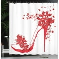 thumbnail image 3 of Ambesonne High Heels Shower Curtain, Shoe Butterflies Flowers, 69"Wx70"L, Dark Coral Scarlet White, 3 of 4