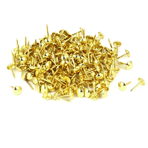 Clavos de empuje de tapicería para muebles del hogar, tono dorado, 8 mm x 15 mm, 200 piezas