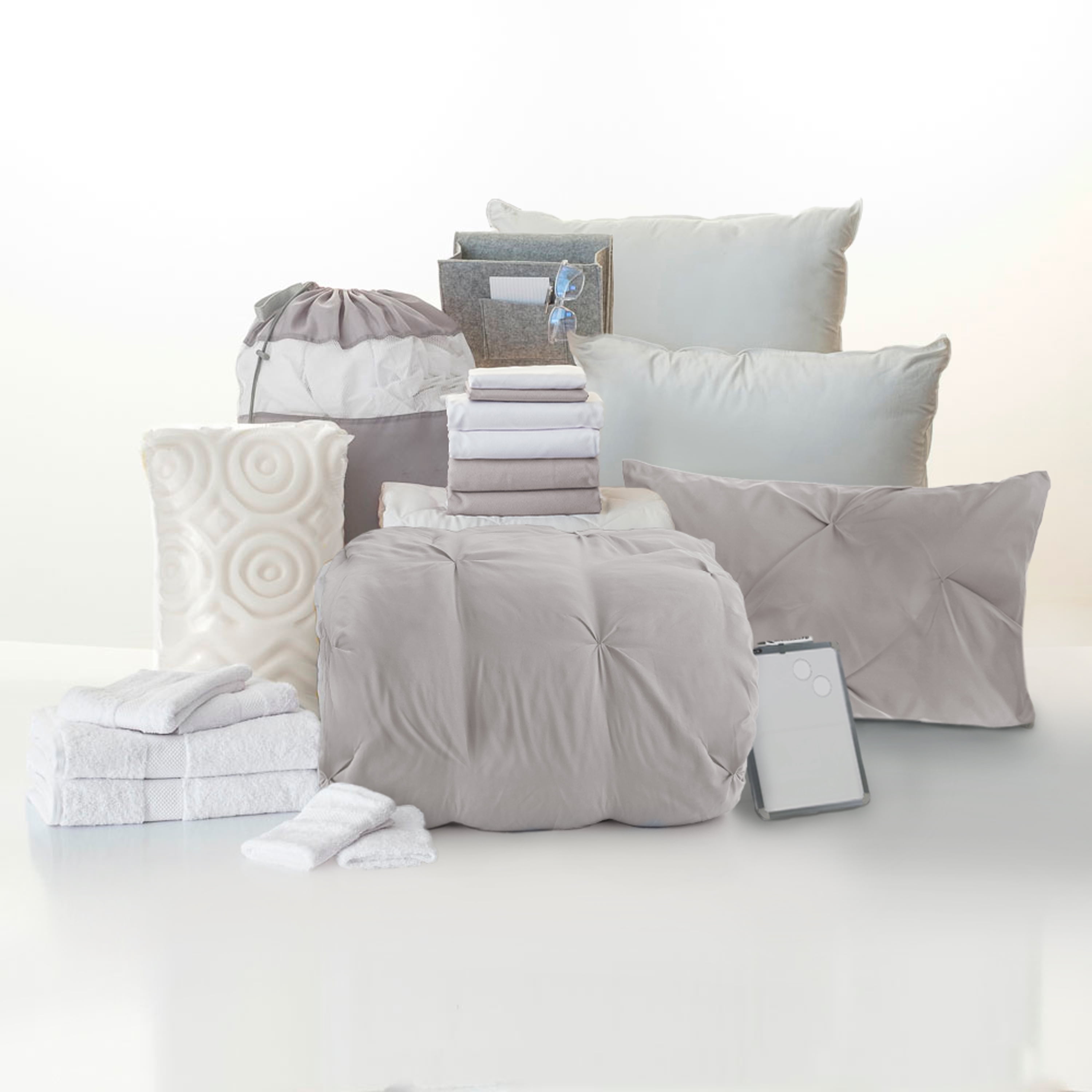 The Comfort Pak, Soft Gray, 21Piece College Dorm Bedding Comforter Set