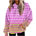 thumbnail image 2 of Women's Fleece Hoodies Fuzzy Cozy Oversized Hooded Sweatshirt Fashion Striped Printed Winter Jackets Crewneck Pullover Loose Soft Outerwear Tops with Pocket, 2 of 5