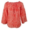 thumbnail image 3 of Women's Patterned Off-The-Shoulder Bell Sleeve Tassel Top-S-XS, 3 of 5