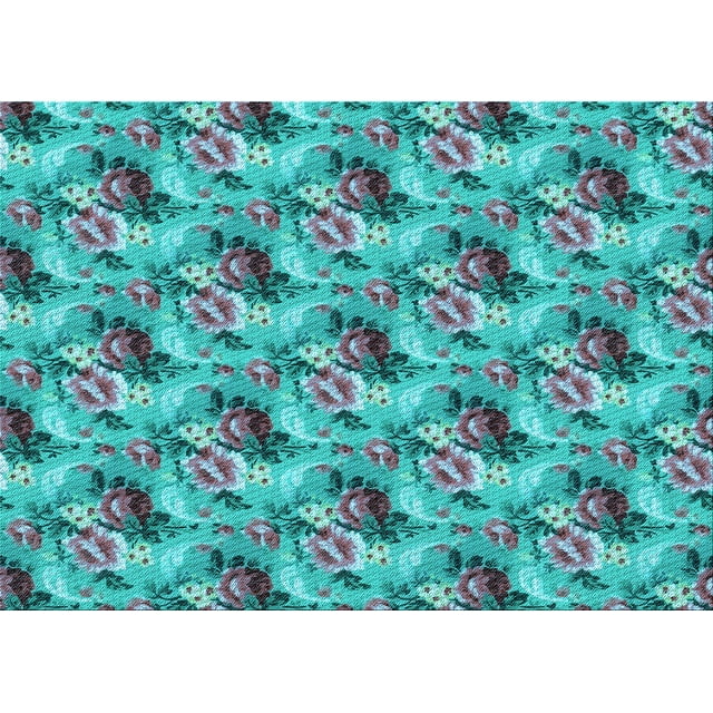 Ahgly Company Machine Washable Indoor Rectangle Transitional Bright Turquoise Blue Area Rugs, 8' x 12'