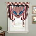 thumbnail image 2 of Independence Day Tie Up Curtains for Windows, Adjustable Balloon Window Shades, Eagle U.S Flag Red Blue Stripes Retro Kitchen Window Treatments Farmhouse Short Curtains with Rod Pocket 42"x45", 2 of 8