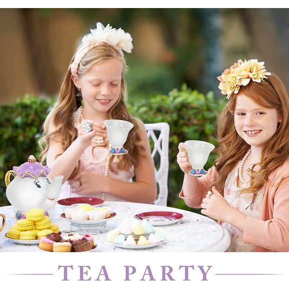 Cartoon Mrs Potts Teapot Beauty and Beast Teapot & Mug Chip Tea Set Cute Tea Cup Ideal Gifts for Girl and Home Decoration