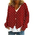 thumbnail image 3 of Aboser Womens Flannel Cardigan Sweaters Trendy Polka Dot Print Jackets Long Sleeve Button Down Outerwear Warm V Neck Fall Sweater Coat Open Front Casual Sweater Cardigans, 3 of 6
