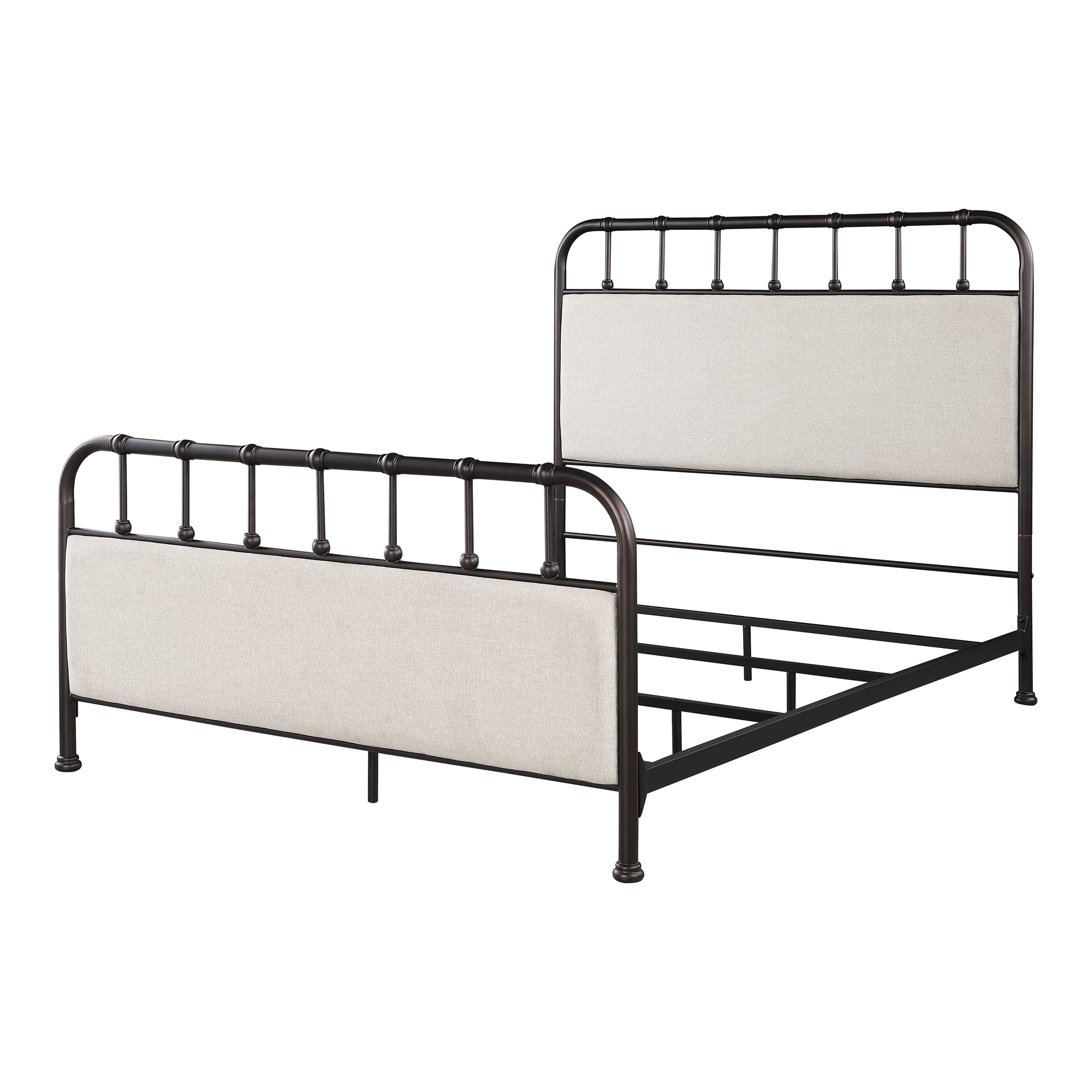 Furniture of America Florinda Metal Full Panel Bed with Upholstered Headboard, Dark Copper