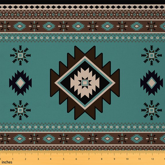 Castle Fairy Western Aztec Fabric by the Yard 1 Yard,Abstract Geometric Home Decor Fabric by the Yard,Bohemian Tribal Room Decor Fabric by the Yard,Luxury Teenagers Bedroom Decor