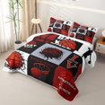 thumbnail image 3 of Castle Fairy Multi-Style Red Basketball Collage Twin Quilt Set,Sports Silhouette Design Twin Coverlet Set,Red Black White, 3 of 7