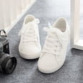 thumbnail image 5 of Womens White Synthetic Leather Sneakers,Low Top White Shoes,Casual Tennis Shoes-White, 5 of 5