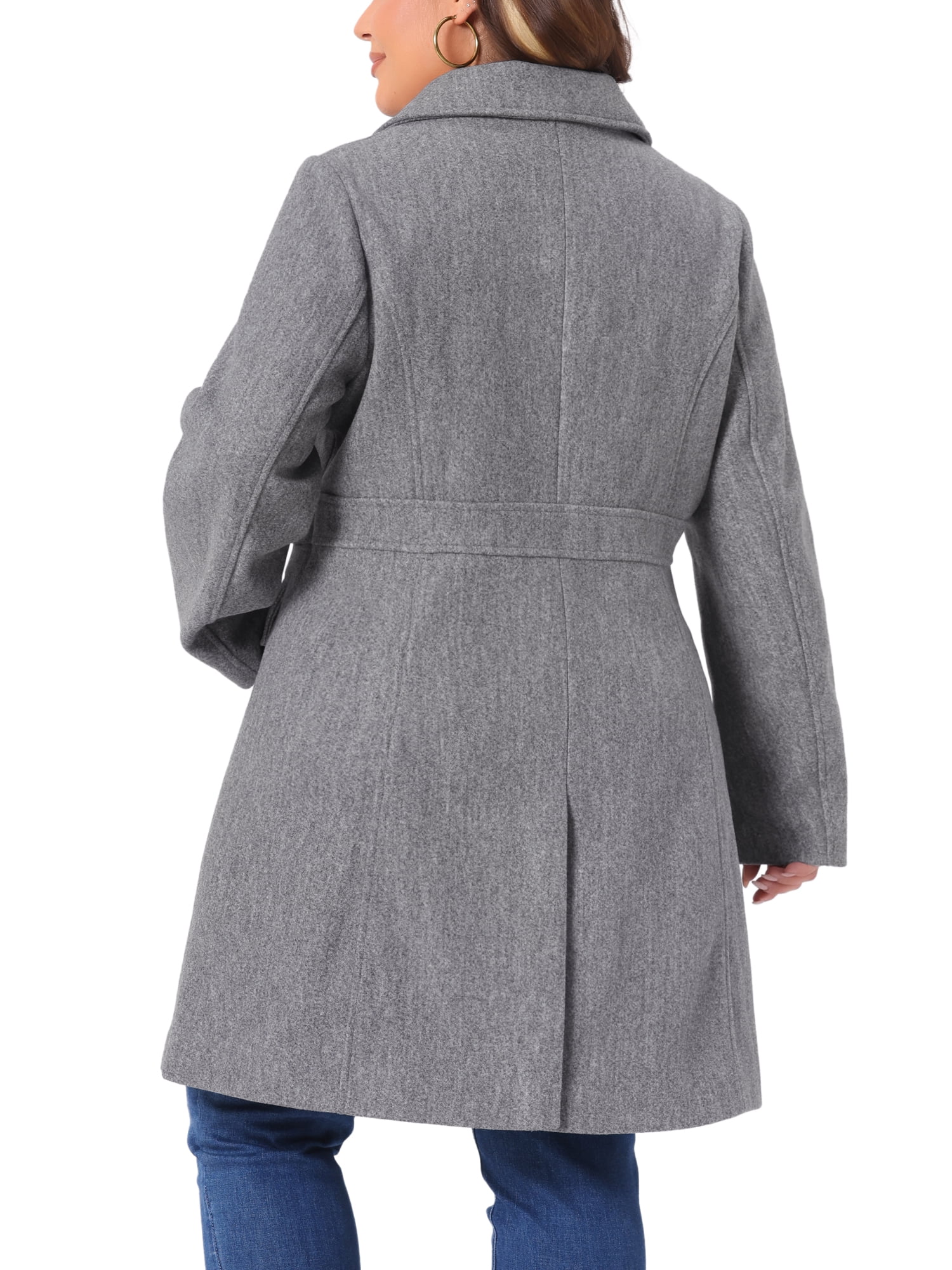 DARING DIVA Women's Plus Size Peter Pan Collar Single Breasted Coat 3X Gray