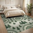 thumbnail image 3 of ODIKA 8'x10' Washable Area Rug Non-Slip Chair-Friendly Mat Symmetrical Forest Medallion Striped Bands Gentle Green Wash for Dining Room, Large Office, Lounge, 3 of 7