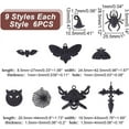 thumbnail image 2 of 54 piezas de 9 estilos de aleación de electroforesis, dijes negros con forma de murciélago, gato, araña, sombrero, ala, telaraña, colgantes góticos para pendientes, collares y bisutería., 2 of 6