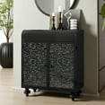 thumbnail image 3 of GZXS Distressed Steel Storage Cabinet, 27.55" Art Accent Organizer Furniture with 2 Doors in Embossed Patterns, Vintage Small Decorative Sideboard for Home Office, Living Room, Bedroom, Antique Black, 3 of 8