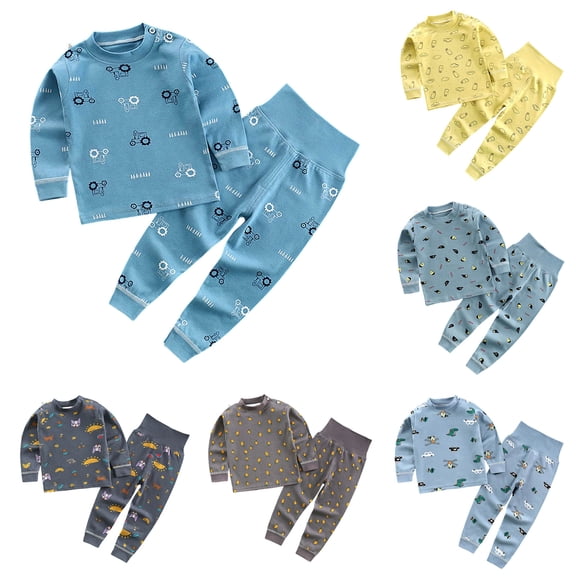 Gubotare 100% Cotton Baby Boys Girls Pajamas Set Long Sleeve Sleepwear Dark Gray,Size 6-12 Months