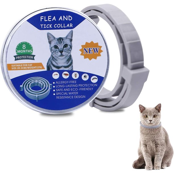 Collar contra pulgas y garrapatas para gatos, protección efectiva de 8 meses, collar ajustable para tratamiento contra pulgas de gatos, resistente al agua para cachorros de gatos (