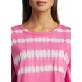 thumbnail image 4 of Time and Tru Women's Oversized Tie Dye T-Shirt with Long Sleeves, Sizes XS-XXXL, 4 of 5
