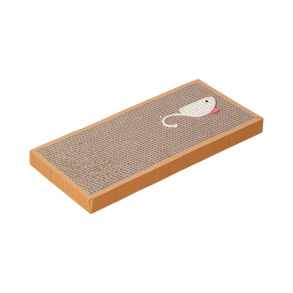 huayou Thickened Corrugated Cat Scratcher Pad, Durable Cardboard Board for Indoor Cats, Furniture Protector and Rest Spot with Mouse Design, 17.7 x 8.6 x 1.3 inch