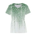 thumbnail image 4 of Sakmal Green Womens Plus Size Tops Short Sleeve Deep V-Neck Floral T-Shirts Essentials Women'S, 4 of 4