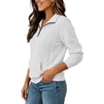 thumbnail image 4 of cocolona Womens Half Zip Sweater for Women Pullover Long Sleeve Cable Knit Sweater Dressy Casual Solid Color Fall Sweater, 4 of 8