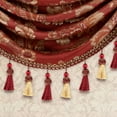thumbnail image 2 of VOGOL Burgundy Damask Valance, Jacquard Swag Curtains with Crystal Beads 39x43 Inches for Bedroom, 2 of 8