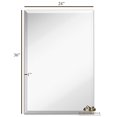 thumbnail image 2 of Large Simple Rectangular Streamlined 1 Inch Beveled Wall Mirror | Premium Silver Backed Rectangle Mirrored Glass Panel Vanity, Bedroom, or Bathroom Hangs Horizontal & Vertical Frameless(24"W x 36"H), 2 of 5
