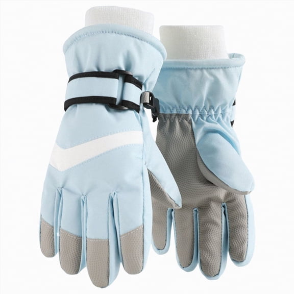 CAICJ98 Kids Gloves Winter Waterproof Coating Warm Thick Fleece Touchscreen Anti-Slip for Boys Girls Cycling School 6-8 Years,Blue